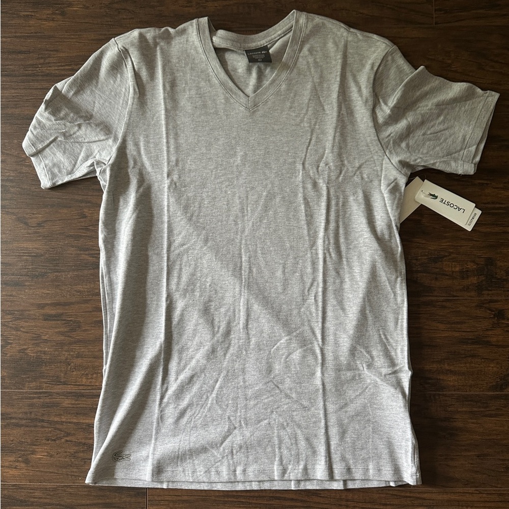 Lacoste Men's Light Gray V-Neck T-Shirt